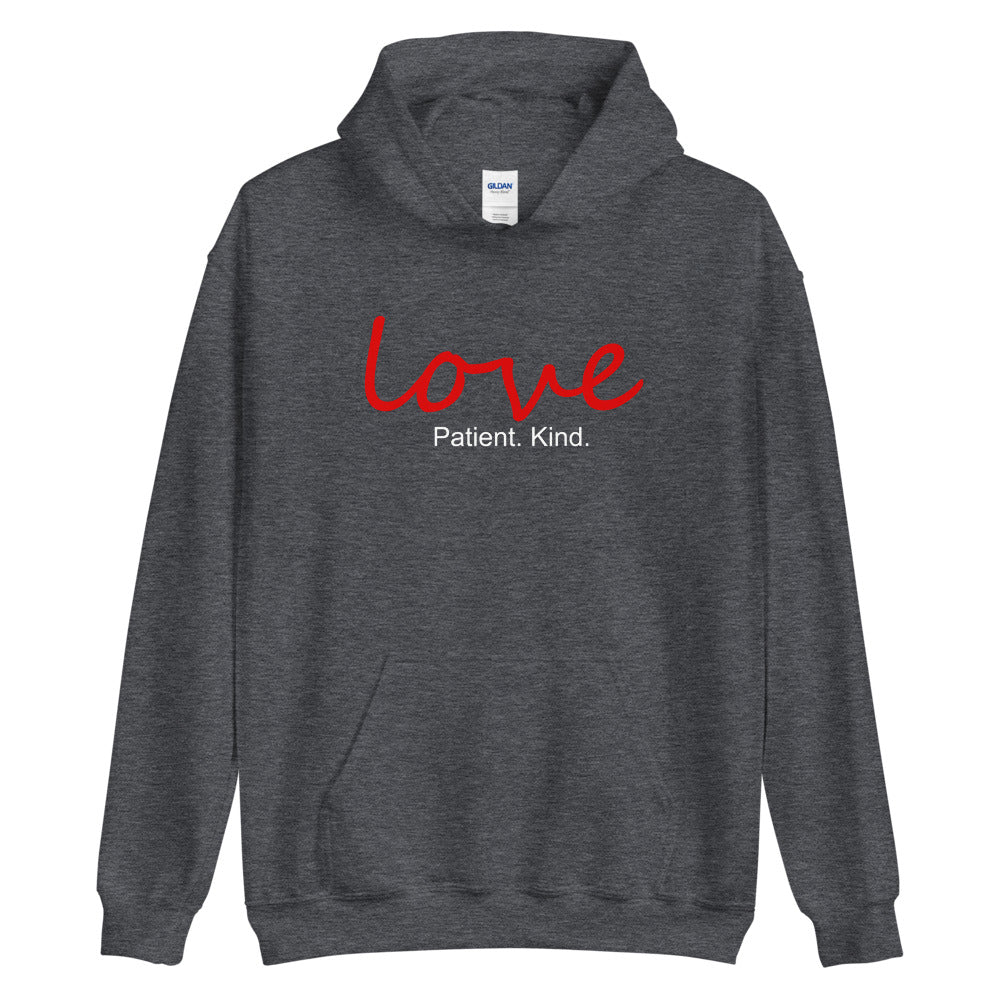 Share Love Hoodie in Pink with Blue Heart